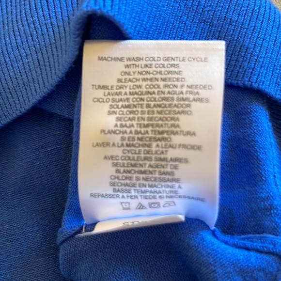 Ellen Tracy size L blue with black poki dots  sweater - Picture 6 of 8